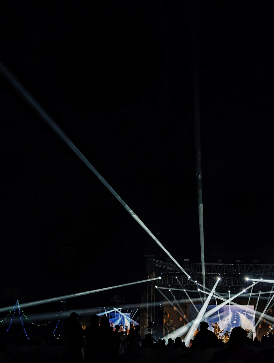 Festival venue with stage lights